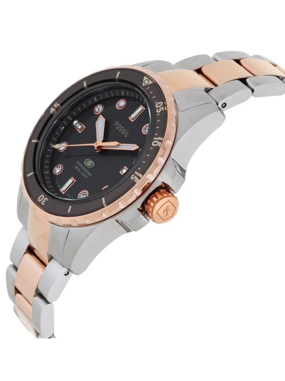 NWT Fossil Blue Dive Quartz Grey Dial Ladies Watch